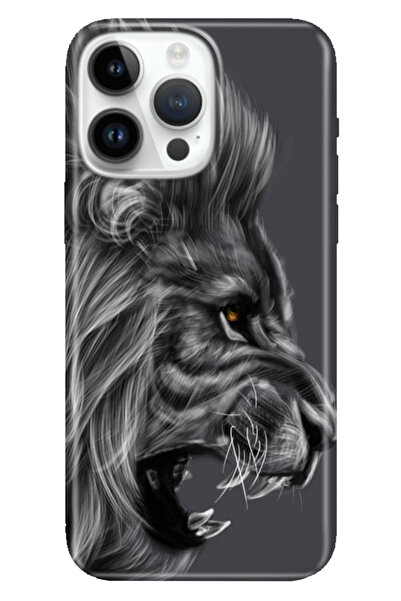 Cekuonline iPhone 16 Pro Max Kılıf Telefon Kılıfı 16 Pro Max Baskılı Kara Aslan