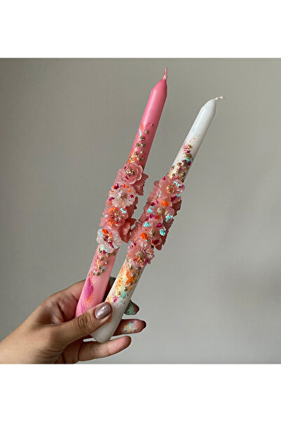 STUDIO SOI CANDLE&MORE 24 Fall El Yapımı kabartma çiçekli mum seti