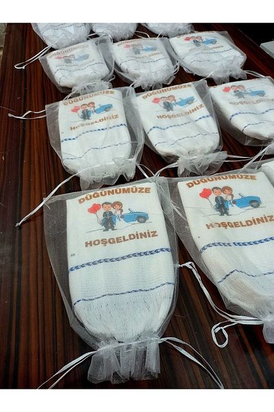 yörük tuhafiye Wedding Towel, Tulle Pouch Wedding Towel Car Towel Convoy Towel 12 Pack Blue Car