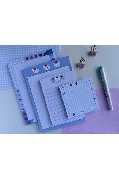 Efsu Mavi Ayıcık Set Memopad/notepad/defter