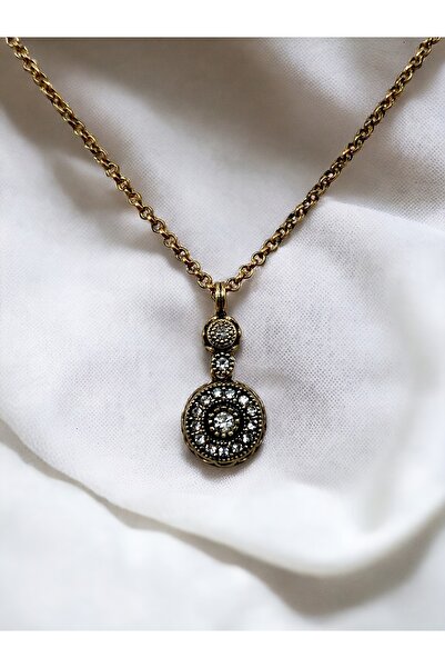 FAYRA ACCESSORIES Kristal Taşlı Madalyon Kolye
