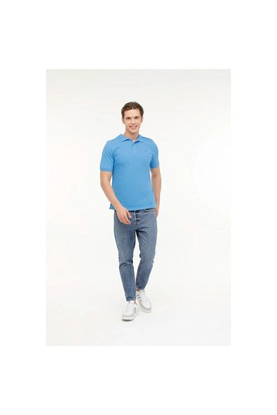 lumberjack M-CT953 Μπλε ανδρικό μπλουζάκι - Αεροπορικός γιακάς, Basic Model 101497465