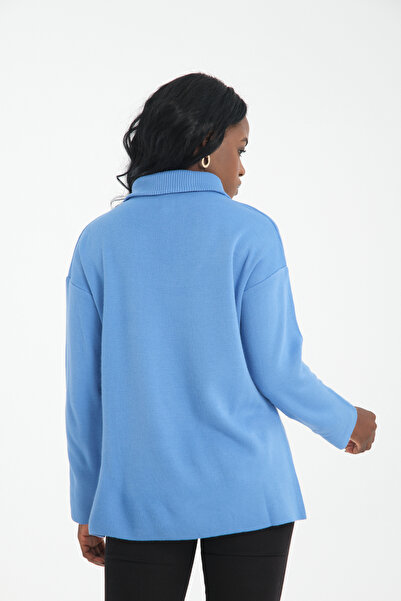 İLKCET MODA Zippered Premium Oversize Women's Knitwear Sweater