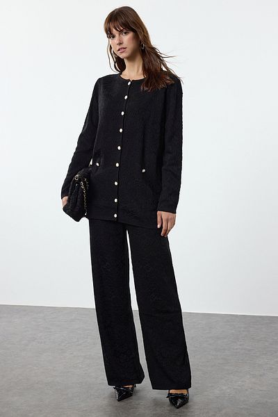 Trendyol Modest Embroidery Patterned Black Knitwear Set - Tctaw25Us00072