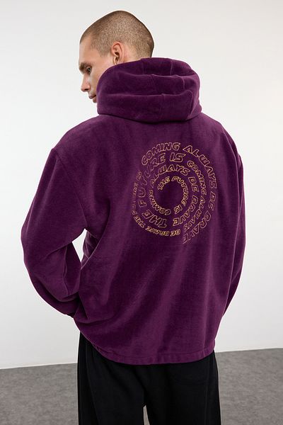Trendyol Collection Φούτερ Unisex Purple Oversize Hooded Anti-Pilling Fleece φούτερ - TMNAW25SW00029