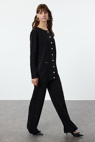 Trendyol Modest Embroidery Patterned Black Knitwear Set - Tctaw25Us00072