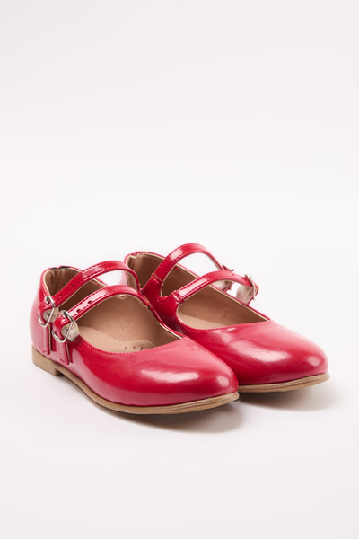 TRENDYOL SHOES Lakovaná kůže Mary Jane Červené dvojité pruhované balerínky pro velké/malé děti - TAKAW25BE00011