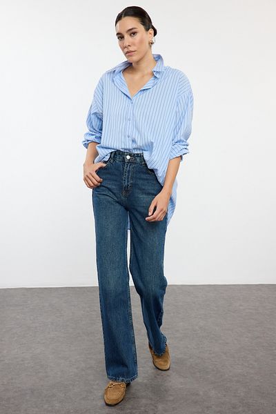 Trendyol Collection High WaistIndigoWideLegJeans - Twoss24je00019