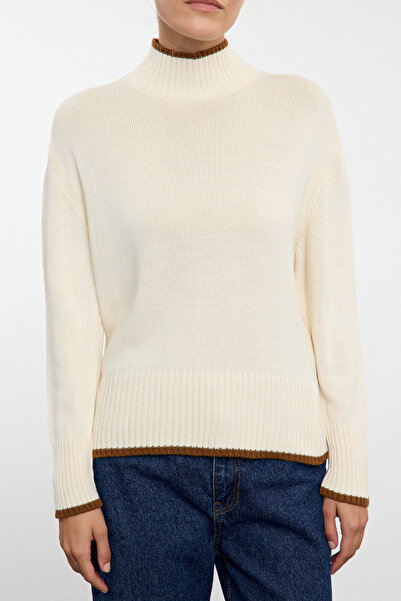 Trendyol Collection Wide Fit Ecru Knitwear Sweater - Color Block, Twoaw25kz00187