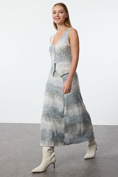 Trendyol Collection Rugalmas Tweed kiszélesedő Midi szoknya - tarka, TWOAW25ET00049