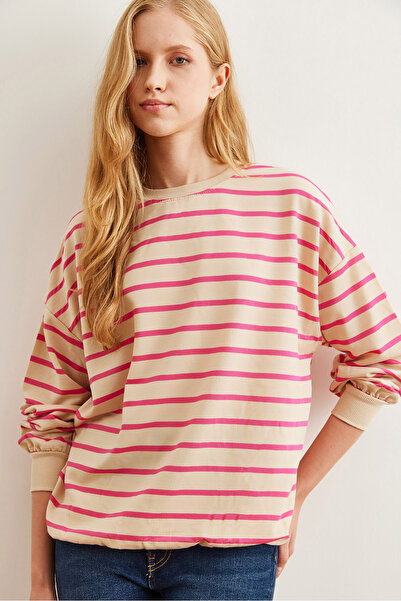 Olalook Hanorac pentru femei cu textura moale de culoare piatră fucsia - SWT- 19000457