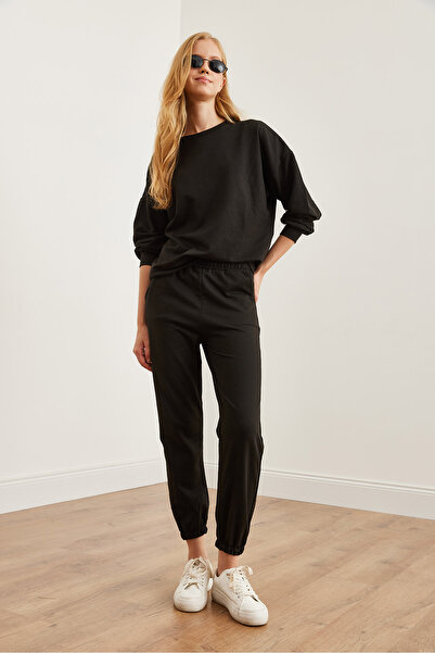 Olalook Μαύρο Basic Γυναικείο Σετ Φούτερ - ETKM- 0000069