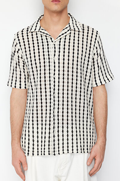 Trendyol Collection Apaş Collar Black Knitwear Look Shirt - Regular Fit TMNSS24GO00027