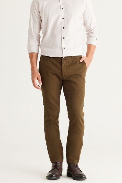 ALTINYILDIZ CLASSICS Ανδρικό ελαστικό βαμβακερό παντελόνι Khaki Slim Fit με πλαϊνές τσέπες