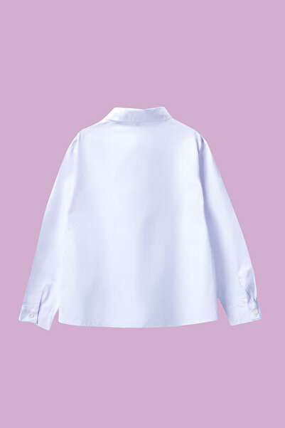 TRENDYOLKIDS Weißes, gewebtes Baumwollhemd mit Rüschen und normaler Passform für Mädchen TKDAW25GO00009