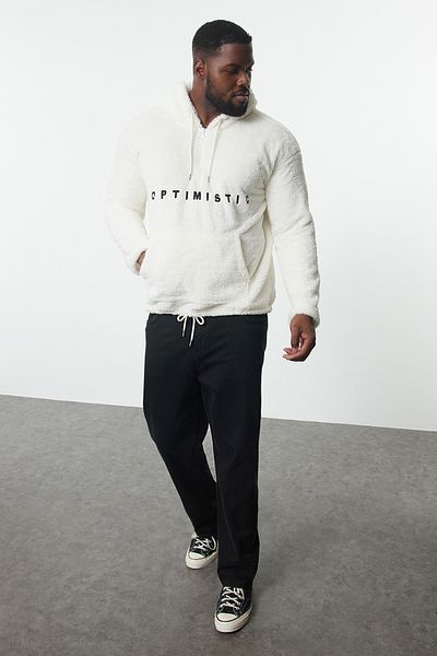 Trendyol Collection Thick Plush Ecru Oversize Sweatshirt - Plus Size TMNAW25AO00024