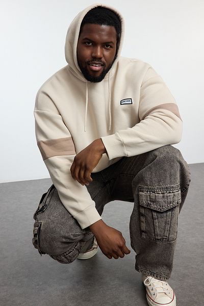 Trendyol Collection Plus Size Fleece Hooded Oversize Sweatshirt - Tmnaw25Ao00012