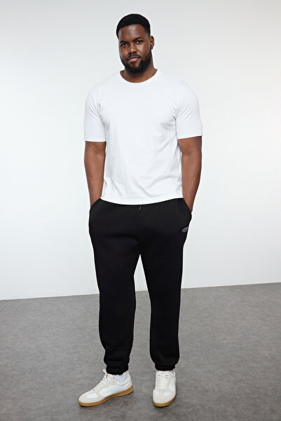 Trendyol Collection Plus Size Black Oversize/Wide Cut Pocketed Label Loose Sweatpants Tmnaw25Aj00001