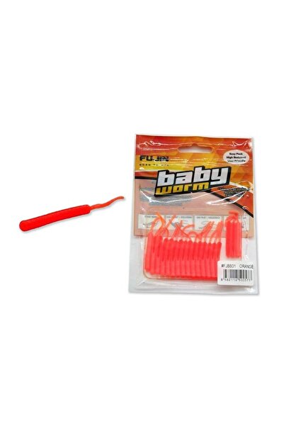 Fujin Baby Worm Kokulu 5.2 cm Lrf Sahte Silikon Yem 3 Adet Kanca