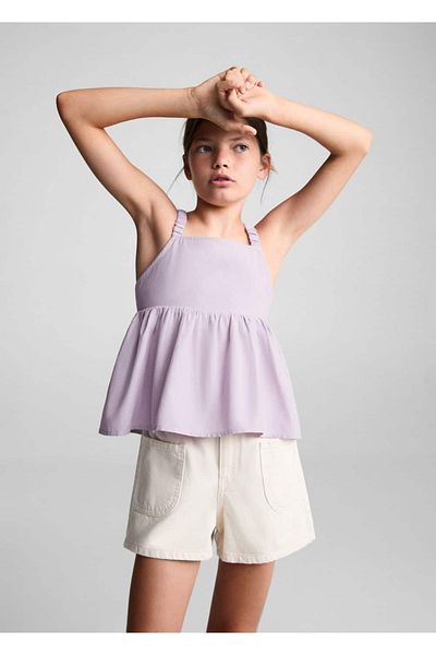 MANGO Kids Λινό μπλούζα με λουράκι