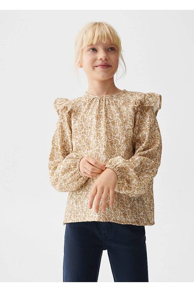 MANGO Kids Bluse mit Volantmuster