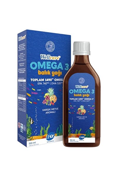 Wellcare زيت السمك أوميجا 3 150 مل زيت السمك بنكهة الفواكه المختلطة