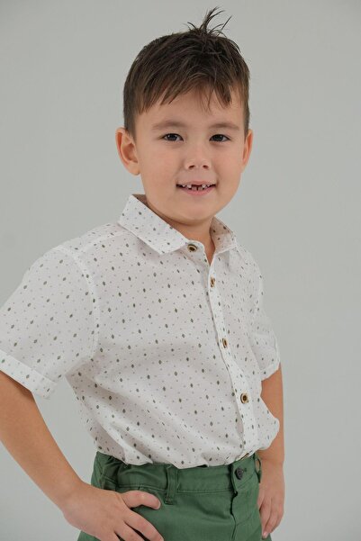 ASG TEKSTİL Cămașă cu mânecă scurtă cu model picături verzi pentru băiat