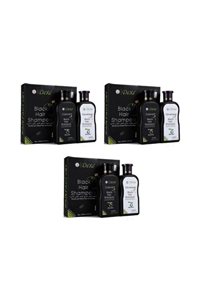 Dexe Siyah Saç Boyası Şampuanı 200 + 200 ml ' 3'lü Set