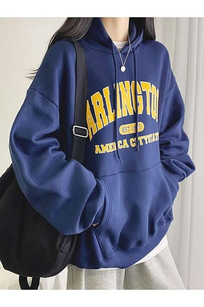 AFROGİYİM Damen-Kapuzenpullover Arlington American City State aus bedruckter Baumwolle