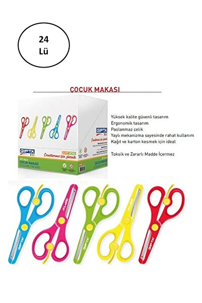 Gıpta Dečije makaze sa tupošću, plastično telo, sa oprugom, 24 komada