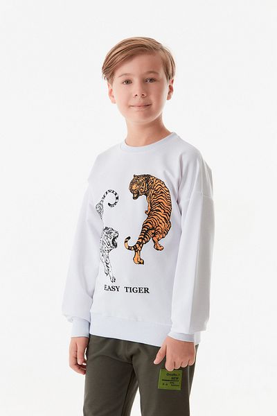Fulla Moda Φούτερ Boy's Tiger Printed Crew Neck