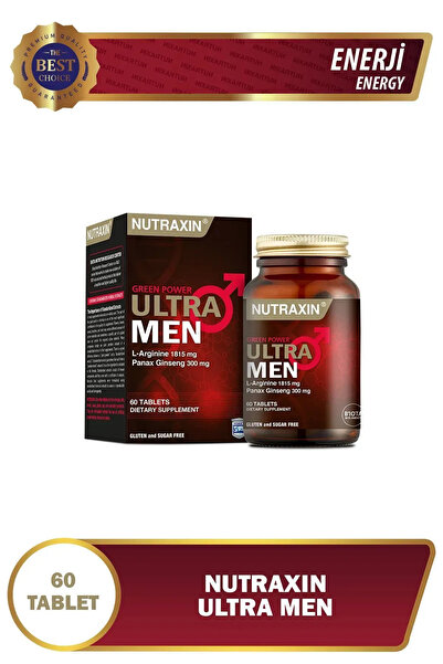 Nutraxin Ultra Men 60 Tablet - L-Arjinin, Ginseng, Zencefil, Demir dikeni, Tarçın 5'Li