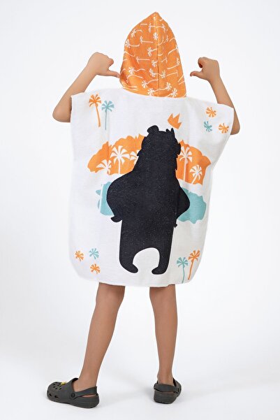 VEVİEN HOME Cool Bear Kids Poncho Beach Towel