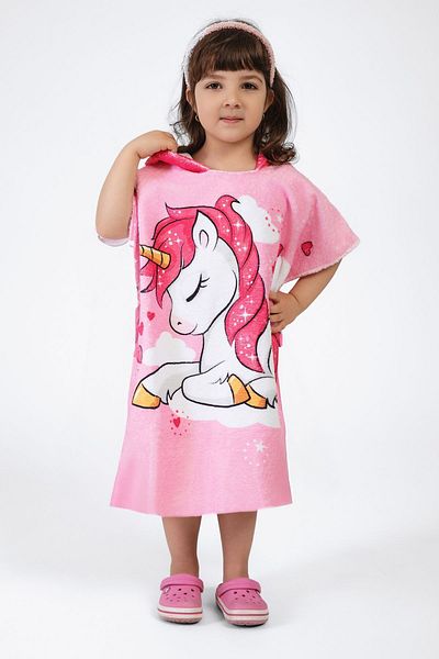 VEVİEN HOME Unicorn Patterned Children's Poncho Beach Towel