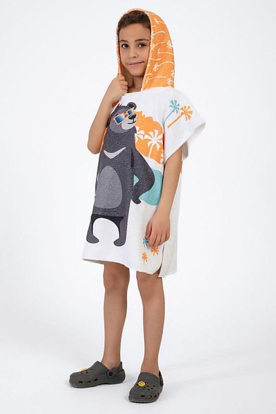 VEVİEN HOME Cool Bear Kids Poncho Beach Towel