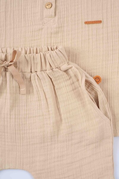 Little Gusto Muslin Baby Set Beige Organic Cotton