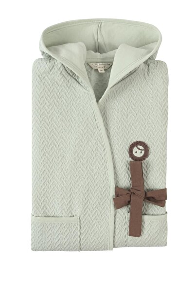 Little Gusto Children's Jacquard Bathrobe Green Organic Cotton