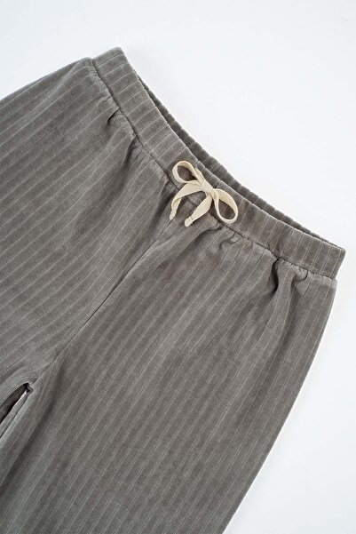 Little Gusto Velvet Palazzo Trousers Kids Gray
