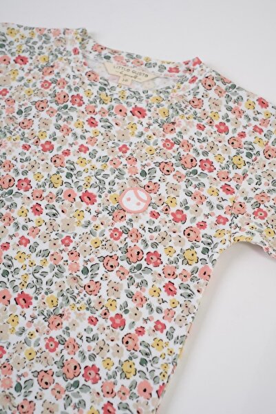 Little Gusto Bamboo Flower Patterned Kids T-Shirt