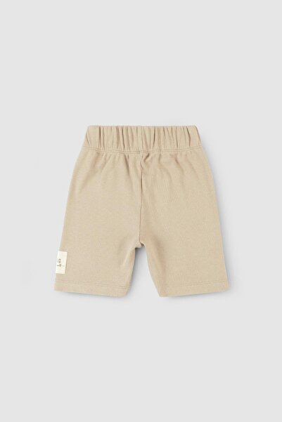 Little Gusto Kısa Fitilli Tayt Bej Organik Pamuk
