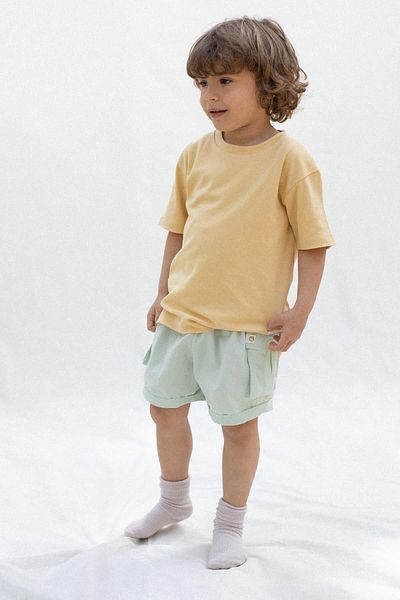 Little Gusto Children's Shorts with Cargo Pockets Green Organic Cotton