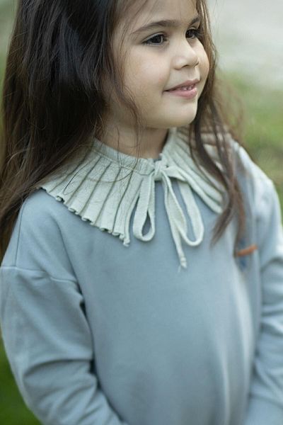 Little Gusto Pleated Knitted Collar Gray Organic Cotton