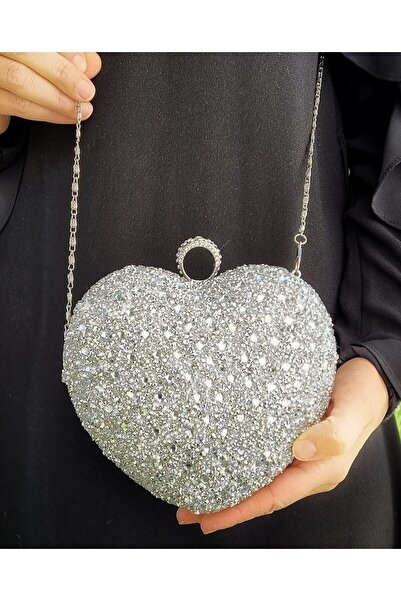 GP GUES POLO Stone Detailed Heart Women's Evening Bag
