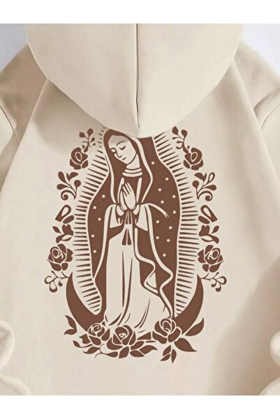 AFROGİYİM Unisex Back Mary Printed Oversize Hoodie