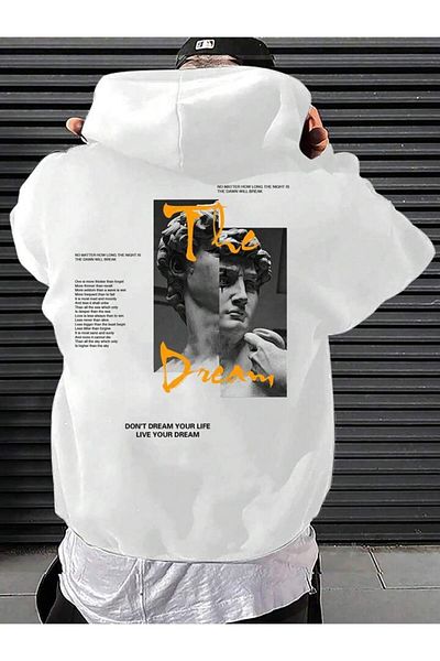 AFROGİYİM Unisex The Dream Your Life Φούτερ με στάμπα με κουκούλα