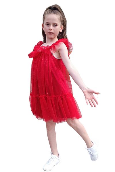Colorinas Rochie de petrecere pentru fetiță April cu guler lucios și fustă cu volane
