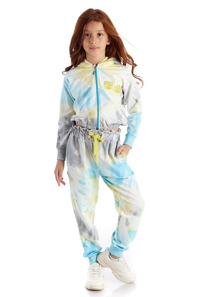 Colorinas Cardigan pentru fetiță cu glugă, brodat cu paiete, cu model batik