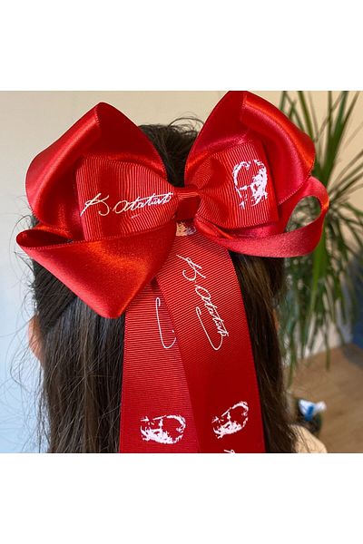 kombin takı Red Atatürk and Signature Printed Tailed Girl's Hairpin 23 April Hairpin