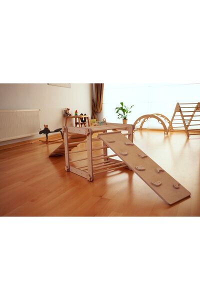 KIDOPPO مكعب نشاط خشبي و2 منحدر| مكعب تسلق متعدد الوظائف| لعبة التوازن والنشا...