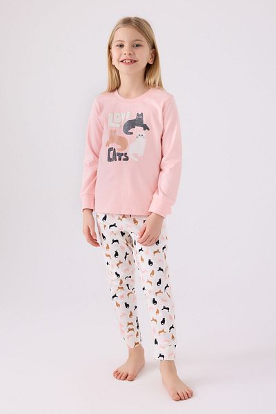 Arnetta Girl's Pink Long Sleeve Pajama Set